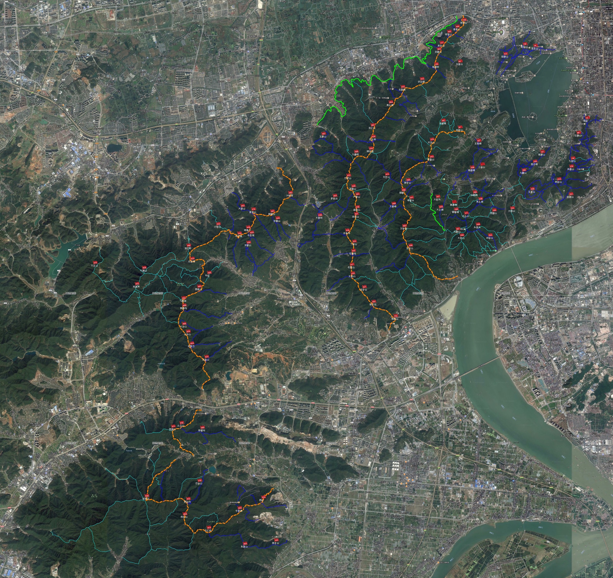 杭州登山地图 全景图 西湖群山